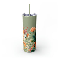 Custom Name Personalized Botanical Garden Tumblers Skinny Tumbler with Straw, 20oz! Multiple Colors Available!