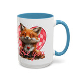 Disco Fox I Love You Valentines Day Accent Coffee Mug (11, 15oz)! Free Shipping! Microwave and Dishwasher Safe! BPA Free