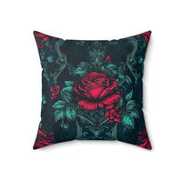 Teal Roses Gothic Inspired Autumn Square Pillow! Halloween! Fall Vibes!