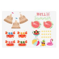 Sand Castle, Watermelon, Crab Summertime Sticker Sheets! Free Shipping!