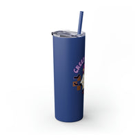 Creep It Real Retro Skateboard Ghost Halloween Printed Skinny Tumbler with Straw, 20oz! Multiple Colors!