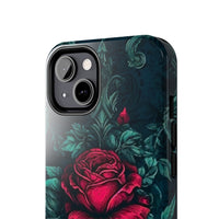 Stained Glass Teal and Roses Gothic Inspired Halloween Tough Phone Cases! Fall Vibes!