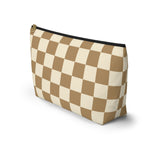 Brown and Cream Plaid Print Travel Accessory Pouch, Check Out My Matching Weekender Bag! Free Shipping!!!