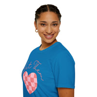 Valentines Day Let Them Plaid Pink Heart Unisex Graphic Tee! All New Heather Colors!!! Free Shipping!!!