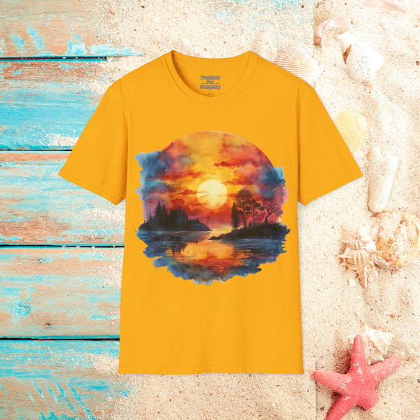 Lake Sunset Unisex Graphic Tees! Summer Vibes! All New Heather Colors!!! Free Shipping!!!