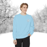 Snowflake Pocket Embroidered Comfort Colors Unisex Garment-Dyed Sweatshirt! All New Colors! Free Shipping!