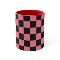 Retro Pink Plaid Accent Coffee Mug, 11oz! Free Shipping! Great For Gifting! Lead and BPA Free!