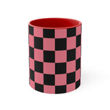 Retro Pink Plaid Accent Coffee Mug, 11oz! Free Shipping! Great For Gifting! Lead and BPA Free!