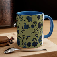 Boho Green Florals Accent Coffee Mug, 11oz! Free Shipping! Great For Gifting! Lead and BPA Free!