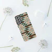 Teal and Brown Aztec Tough Cases! Cellphone Cases! Multiple Sizes Available! Apple iPhone, Samsung Galaxy, and Google Pixel devices!