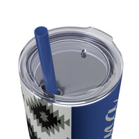 Custom Name Black and White Aztec Printed Skinny Tumbler with Straw, 20oz! Multiple Colors!