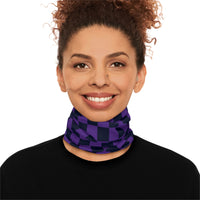 Black and Dark Purple Plaid Lightweight Neck Gaiter! 4 Sizes Available! Free Shipping! UPF +50! Great For All Outdoor Sports!