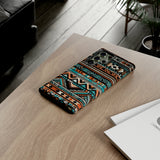 Teal and Orange Aztec Tough Cases! Cellphone Cases! Multiple Sizes Available! Apple iPhone, Samsung Galaxy, and Google Pixel devices!