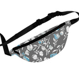 Grey Blue Florals Unisex Fanny Pack! Free Shipping! One Size Fits Most!