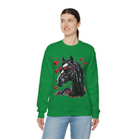 Valentines Day Black Horse Red Hearts Edition Unisex Sweatshirt! Retro! Free Shipping!!!