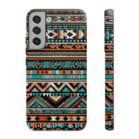 Teal and Orange Aztec Tough Cases! Cellphone Cases! Multiple Sizes Available! Apple iPhone, Samsung Galaxy, and Google Pixel devices!