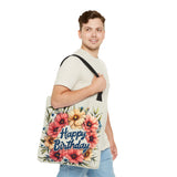 Happy Birthday Floral Tote Bag! Re-use/Re-cycle!