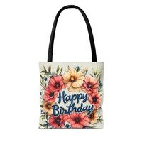 Happy Birthday Floral Tote Bag! Re-use/Re-cycle!