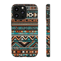 Teal and Orange Aztec Tough Cases! Cellphone Cases! Multiple Sizes Available! Apple iPhone, Samsung Galaxy, and Google Pixel devices!