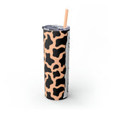 Teacher Life Cow Printed Skinny Tumbler with Straw, 20oz! Multiple Colors!