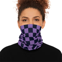 Black and Light Purple Plaid Lightweight Neck Gaiter! 4 Sizes Available! Free Shipping! UPF +50! Great For All Outdoor Sports!