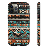 Teal and Orange Aztec Tough Cases! Cellphone Cases! Multiple Sizes Available! Apple iPhone, Samsung Galaxy, and Google Pixel devices!