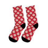 Dark Red Daisy Unisex Eco Friendly Recycled Poly Socks!!! Free Shipping!!! 58% Recycled Materials!