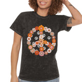 Retro Orange Boho Peace Sign Distressed Unisex Mineral Wash T-Shirt! New Colors! Free Shipping!!!