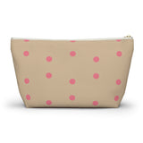 Cream Pink Polka Dot Accessory Pouch, Check Out My Matching Weekender Bag! Free Shipping!!!