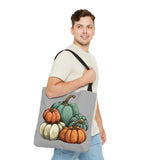 Steel Blue Grey Pumpkin Stack Fall Vibes Tote Bag!