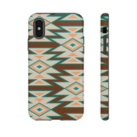 Teal and Brown Aztec Tough Cases! Cellphone Cases! Multiple Sizes Available! Apple iPhone, Samsung Galaxy, and Google Pixel devices!