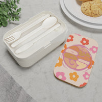 Good Vibes Retro Pink Floral Bento Lunch Box! Free Shipping!!! Great For Gifting! BPA Free!