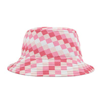 Retro Pink Plaid Unisex Bucket Hat! Free Shipping! Made in The USA!