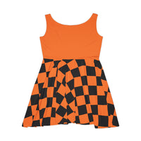 Light Orange Plaid and Black Print Women's Fit n Flare Dress! Free Shipping!!! New!!! Sun Dress! Beach Cover Up! Night Gown! So Versatile!