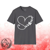 Valentines Day Butterfly Heart Medley White Version Unisex Graphic Tee! All New Heather Colors!!! Free Shipping!!!