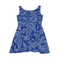 Western Navy Blue and White Bandana Print Women's Fit n Flare Dress! Free Shipping!!! New!!! Sun Dress! Beach Cover Up! Night Gown! So Versatile!