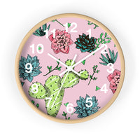Boho Pink Cactus and Succulents Wall Clock! Perfect For Gifting! Free Shipping!!!