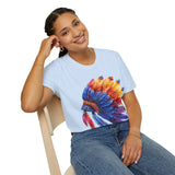 Indian Head Dress Colorful Rainbow Unisex Graphic Tees! Summer Vibes! All New Heather Colors!!! Free Shipping!!!