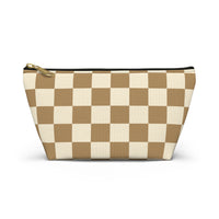 Brown and Cream Plaid Print Travel Accessory Pouch, Check Out My Matching Weekender Bag! Free Shipping!!!