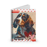 Valentines Day Be Mine Basset Hound Spiral Notebook - Ruled Line! Perfect For Gifting!