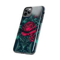 Stained Glass Teal and Roses Gothic Inspired Halloween Tough Phone Cases! Fall Vibes!