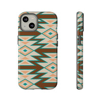 Teal and Brown Aztec Tough Cases! Cellphone Cases! Multiple Sizes Available! Apple iPhone, Samsung Galaxy, and Google Pixel devices!