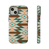 Teal and Brown Aztec Tough Cases! Cellphone Cases! Multiple Sizes Available! Apple iPhone, Samsung Galaxy, and Google Pixel devices!