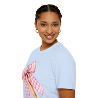 Pink Plaid Bow Pencil Unisex Graphic Tees! All New Heather Colors!!! Free Shipping!!! Back To School!
