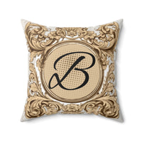 Custom Personalized Western/Boho Monogram Cream Print Square Pillow!