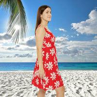 Red Daisy's Print Women's Fit n Flare Dress! Free Shipping!!! New!!! Sun Dress! Beach Cover Up! Night Gown! So Versatile!