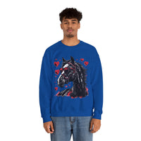 Valentines Day Black Horse Red Hearts Edition Unisex Sweatshirt! Retro! Free Shipping!!!