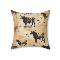 Western/Boho Smoke Brown Bull Print Square Pillow!