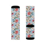 Vintage Blue Florals Print Socks! 3 Sizes Available! Fast and Free Shipping!!! Giftable!