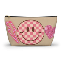 Pink Retro Cream Smiley Accessory Pouch, Check Out My Matching Weekender Bag! Free Shipping!!!